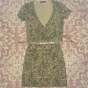 Brandy Melville Leopard Skirt and Top Set